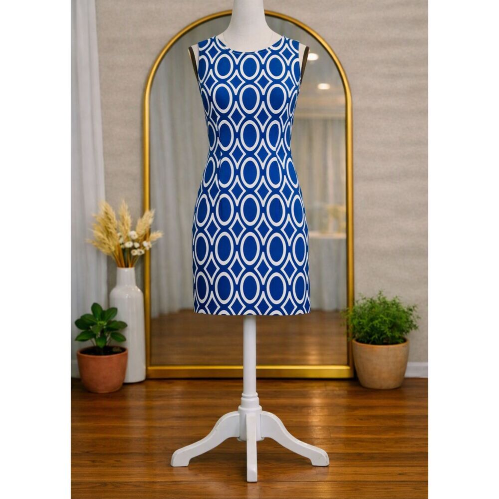 Alyx Women's Sleeveless Sheath Dress Blue & White Size 2